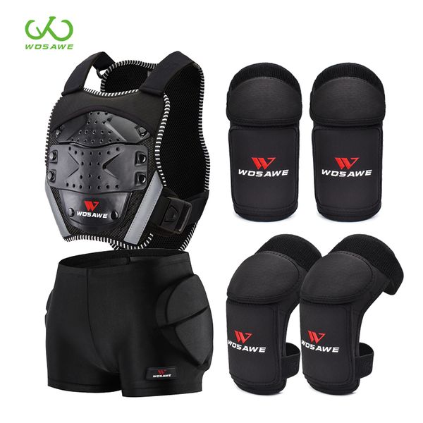 WOSAWE Kids Armour Vest Hip Shorts Protection Knee Elbow Pads Set Dirt Bike Skateboard Guards Motocoss Cycling Riding Protector