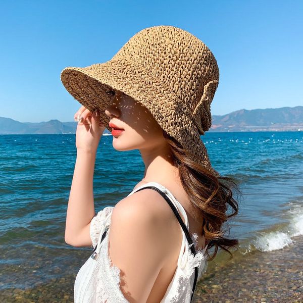 women's hat summer sun shading and anti wind hand woven raffi straw hat fashion casual beach summer, Blue;gray
women's hat summer sun shading and anti wind hand woven raffi straw hat fashion casual beach summer, Blue;gray