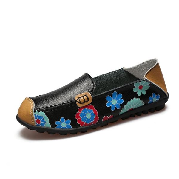 leather printed flowers shoes women fashion comfortable soft bottom flats women's casual shoes, Black
leather printed flowers shoes women fashion comfortable soft bottom flats women's casual shoes, Black