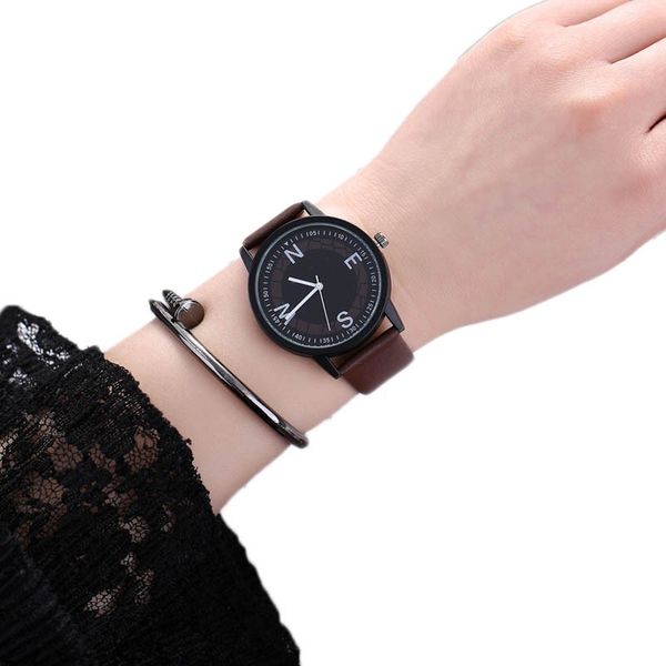 watches women compass watch for women pu leather quartz wrist watch relogio, Slivery;brown
watches women compass watch for women pu leather quartz wrist watch relogio, Slivery;brown