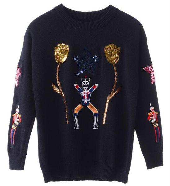 new fall runway heavy sequins embroidery sweater sweater female puppet tulip flower, White;black
new fall runway heavy sequins embroidery sweater sweater female puppet tulip flower, White;black