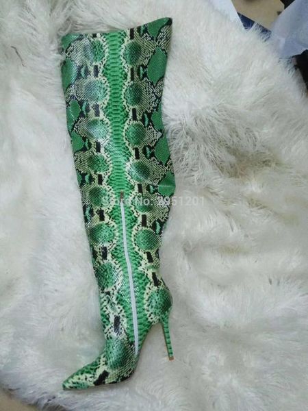 spring new women high boots green python snake skin pointed toe stiletto heel tight high boots real pictures, Black
spring new women high boots green python snake skin pointed toe stiletto heel tight high boots real pictures, Black