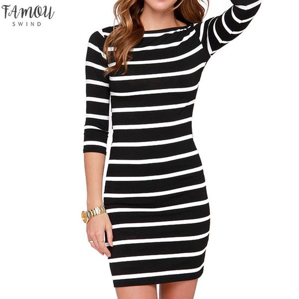 new spring and autumn models women fashion black and white stripes long sleeves slim plus size casual dress, Black;gray
new spring and autumn models women fashion black and white stripes long sleeves slim plus size casual dress, Black;gray