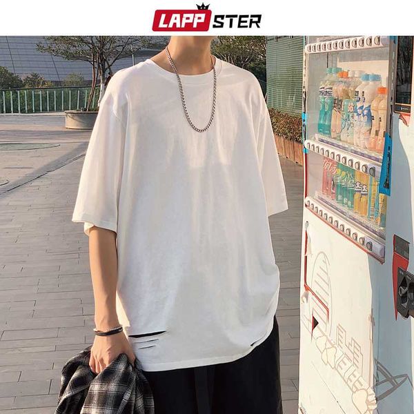 men harajuku streetwear t shirt hole summer tees 2020 mens white oversized casual tshirts korean hip hop clothing, White;black
men harajuku streetwear t shirt hole summer tees 2020 mens white oversized casual tshirts korean hip hop clothing, White;black