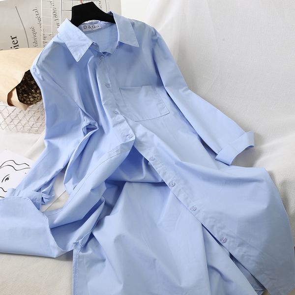 solid color long sleeve shirts loose-fit women spring lapel mid-length blouse simple female shirt dress blusas, White
solid color long sleeve shirts loose-fit women spring lapel mid-length blouse simple female shirt dress blusas, White