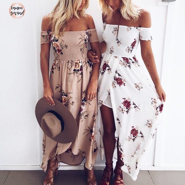 long summer dresses boho women 2019 off shoulder beach floral print split maxi dress vestidos de festa designer clothes, Black;gray
long summer dresses boho women 2019 off shoulder beach floral print split maxi dress vestidos de festa designer clothes, Black;gray