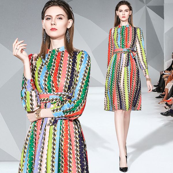 luxury design rainbow striped printed dress spring fall runway women's sashes bow a-line shirt dress office lady business party prom dr, Black;gray
luxury design rainbow striped printed dress spring fall runway women's sashes bow a-line shirt dress office lady business party prom dr, Black;gray