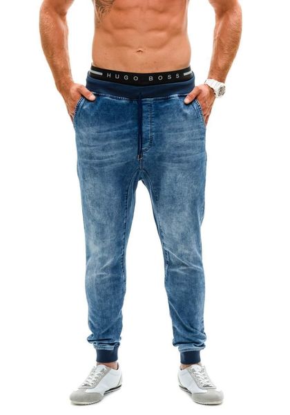 designer pants new elastic high waist jeans male european and american thread waist loose men's jogging pants, Blue
designer pants new elastic high waist jeans male european and american thread waist loose men's jogging pants, Blue