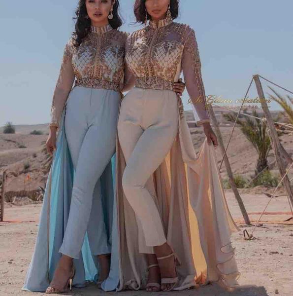 2020 jumpsuits prom dresses with detachable train high neck long sleeve dubai arabic evening dress formal party wear, Black
2020 jumpsuits prom dresses with detachable train high neck long sleeve dubai arabic evening dress formal party wear, Black