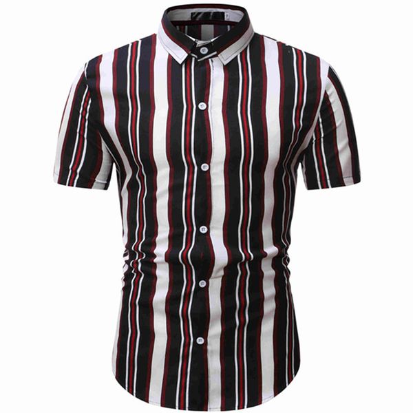 2020 summer fashion new men's casual boutique short sleeve shirt / men's slim lapel business vertical stripe shirt, White;black
2020 summer fashion new men's casual boutique short sleeve shirt / men's slim lapel business vertical stripe shirt, White;black