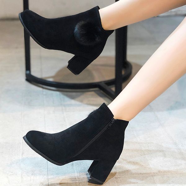 concise women's ankle boots leisure solid pointed toe zipper women's winter boots square high heel shoes female chaussures femme, Black
concise women's ankle boots leisure solid pointed toe zipper women's winter boots square high heel shoes female chaussures femme, Black