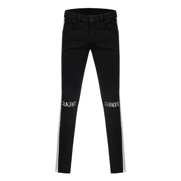 men's denim embroidery cotton straight hole pocket trouser distressed jeans pant w316, Blue
men's denim embroidery cotton straight hole pocket trouser distressed jeans pant w316, Blue