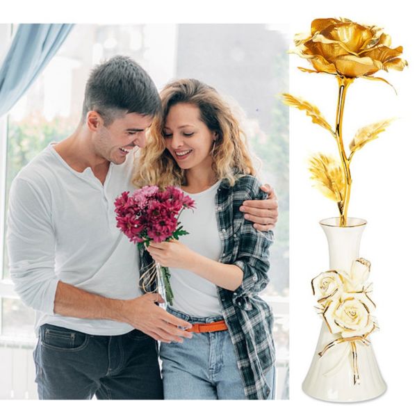 24k gold plated artificial rose flower with ceramics base for valentine's day thanksgiving mother's day girl's birthday gift
24k gold plated artificial rose flower with ceramics base for valentine's day thanksgiving mother's day girl's birthday gift