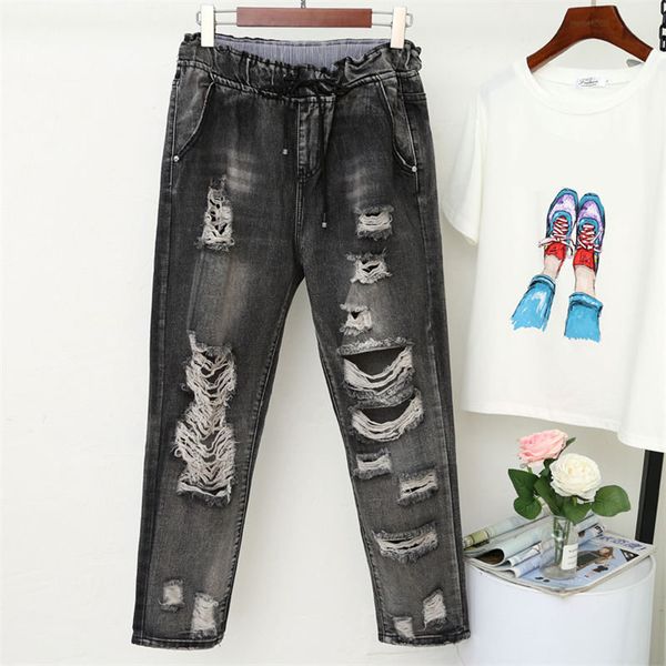 vintage boyfriend jeans for women high waist ripped hole black jeans female casual streetwear plus size harem pants q1294, Blue
vintage boyfriend jeans for women high waist ripped hole black jeans female casual streetwear plus size harem pants q1294, Blue