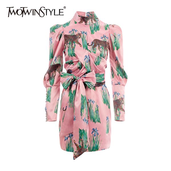 twotwinstyle casual print women dresses stand collar puff long sleeve high waist lace bow hit color dress for female fashion new, Black;gray
twotwinstyle casual print women dresses stand collar puff long sleeve high waist lace bow hit color dress for female fashion new, Black;gray