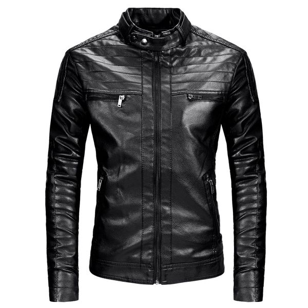 new casual brand motorcycle leather jacket slim zipper men men's leather jackets masculina mens coats, Black
new casual brand motorcycle leather jacket slim zipper men men's leather jackets masculina mens coats, Black
