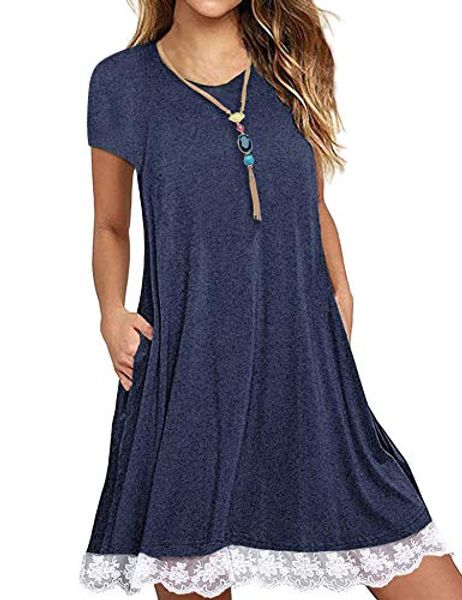 fisoul women's casual 3/4 sleeve lace tunic dress summer t-shirt dress pockets, Black;gray
fisoul women's casual 3/4 sleeve lace tunic dress summer t-shirt dress pockets, Black;gray