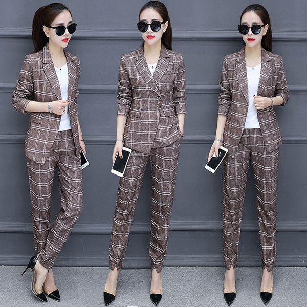 womens and blouses new temperament slim small jacket pants suit women's plaid costume femme office lady, White;black
womens and blouses new temperament slim small jacket pants suit women's plaid costume femme office lady, White;black