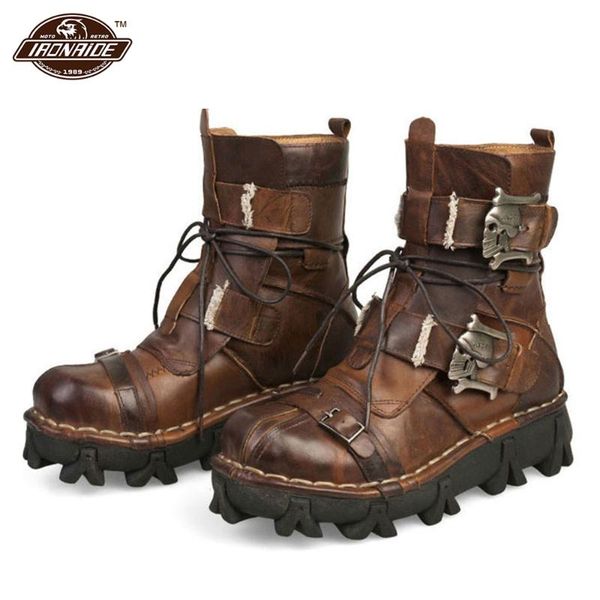 new retro cowhide genuine leather motorcycle boots skull punk martin botas moto boots steampunk mid-calf shoes protective gear
new retro cowhide genuine leather motorcycle boots skull punk martin botas moto boots steampunk mid-calf shoes protective gear