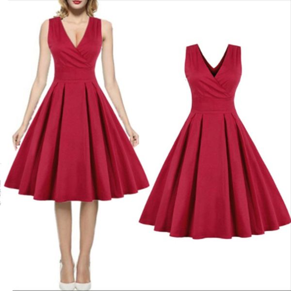 red summer dress new fashion women short sleeve solid ball gown elegant pleated dress v-neck mini party dresses vestidos, Black;gray
red summer dress new fashion women short sleeve solid ball gown elegant pleated dress v-neck mini party dresses vestidos, Black;gray