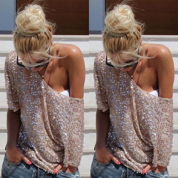 summer sequined glistening sequin shirts crop middle sleeves off shoulder t shirt fashion womens home clothes 28zf e1, Blue;gray
summer sequined glistening sequin shirts crop middle sleeves off shoulder t shirt fashion womens home clothes 28zf e1, Blue;gray