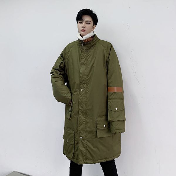 men street fashion loose long faux fur collar parka jacket overcoat male women winter hip hop thick cargo coat outerwear, Black
men street fashion loose long faux fur collar parka jacket overcoat male women winter hip hop thick cargo coat outerwear, Black