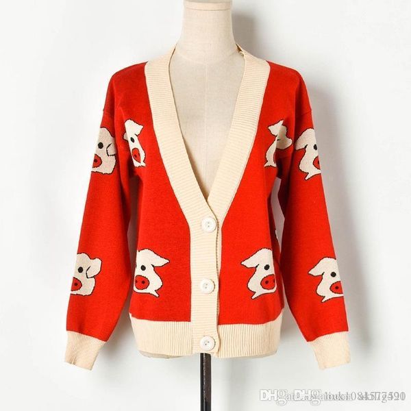 2019 autumn new pig jacquard loose fashion casual sweater cardigan women sweater luxury women designer sweaters 4 color, White;black
2019 autumn new pig jacquard loose fashion casual sweater cardigan women sweater luxury women designer sweaters 4 color, White;black