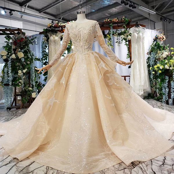 2019 лето последние свадебные платья иллюзия о шеи с длинным рукавом из тюля открытой замочной скважине назад кристалл бисером блестками шаб, White
2019 лето последние свадебные платья иллюзия о шеи с длинным рукавом из тюля открытой замочной скважине назад кристалл бисером блестками шаб, White