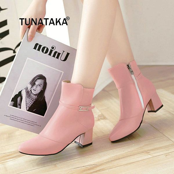for women's comfortable square hell with side zipper ankle boots fashion pointed toe buckle winter shoes black red pink
for women's comfortable square hell with side zipper ankle boots fashion pointed toe buckle winter shoes black red pink