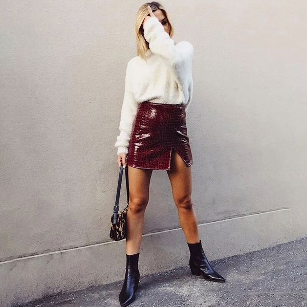 women mini high waist pu skirt black autumn lady casual office elegant leather summer patchwork skirt
women mini high waist pu skirt black autumn lady casual office elegant leather summer patchwork skirt