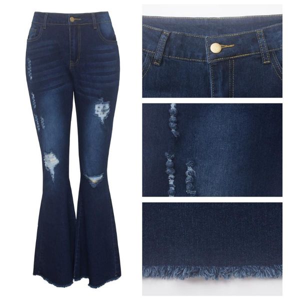 wide-legged flared trousers women straight hole bleached pocket high waist jeans casual denim pants button g3, Blue
wide-legged flared trousers women straight hole bleached pocket high waist jeans casual denim pants button g3, Blue