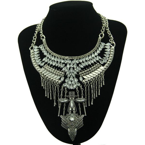 europe and america alloy diamond set accessories new style exaggeration long crystal necklace women's choker retro accessories, Silver
europe and america alloy diamond set accessories new style exaggeration long crystal necklace women's choker retro accessories, Silver
