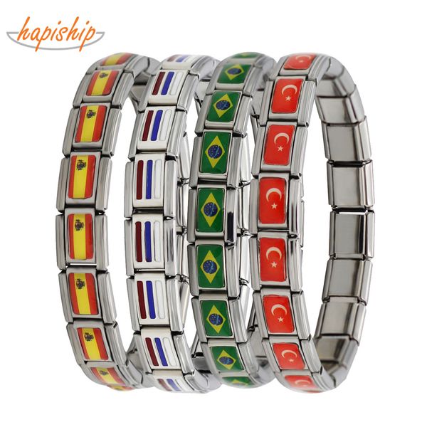 hapiship 2018 new fashion jewelry spain/brazil/turkey national flag stainless steel 18 links bracelet bangle for women men g027, Golden;silver
hapiship 2018 new fashion jewelry spain/brazil/turkey national flag stainless steel 18 links bracelet bangle for women men g027, Golden;silver