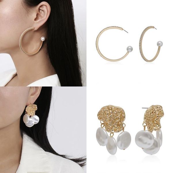 new boho white imitation pearl round circle hoop earrings women gold color big earings korean jewelry brincos statement earrings, Silver
new boho white imitation pearl round circle hoop earrings women gold color big earings korean jewelry brincos statement earrings, Silver