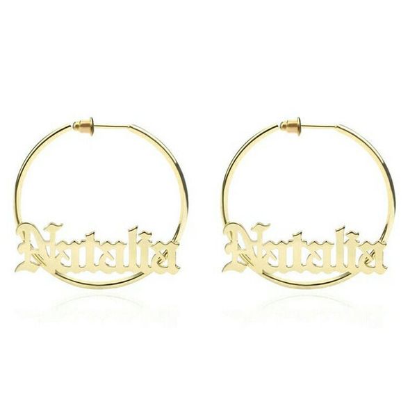 custom old english name hoop earrings a-z letters custom name 70mm big round hoop earings fashion jewelry bijoux femme, Golden;silver
custom old english name hoop earrings a-z letters custom name 70mm big round hoop earings fashion jewelry bijoux femme, Golden;silver