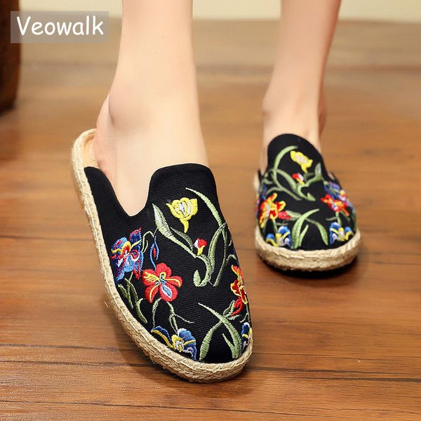 veowalk handmade harajuku women canvas flat slippers espadrilles summer ladies close toe linen cotton embroidered slide shoes, Black
veowalk handmade harajuku women canvas flat slippers espadrilles summer ladies close toe linen cotton embroidered slide shoes, Black