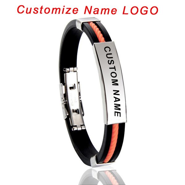 custom logo name engrave silicone bracelet inscription friendship bracelets for women men id bracelet luxury snap button jewelry, Golden;silver
custom logo name engrave silicone bracelet inscription friendship bracelets for women men id bracelet luxury snap button jewelry, Golden;silver