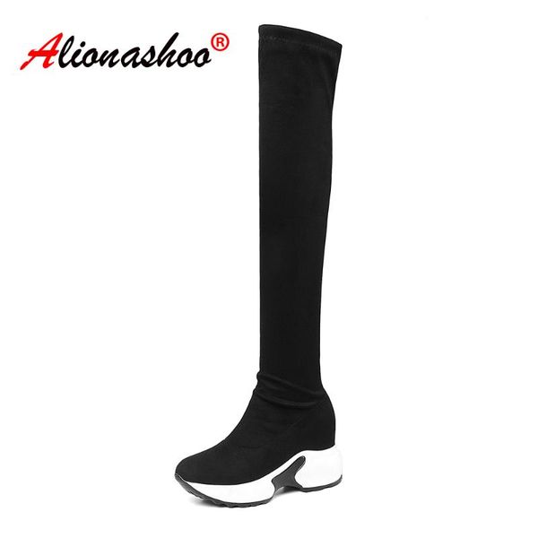 women flat stretch boots over the knee boots women thick soled sneakers black vintage round toe flat platform booties 43
women flat stretch boots over the knee boots women thick soled sneakers black vintage round toe flat platform booties 43