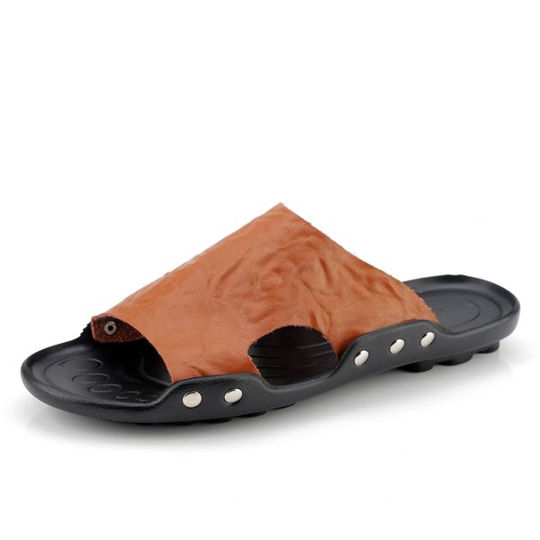 slippers men's summer word mop indoor home anti-skid trend leather wear outdoor fashion sandals waterproof, Black
slippers men's summer word mop indoor home anti-skid trend leather wear outdoor fashion sandals waterproof, Black