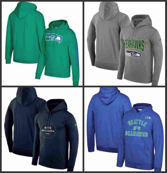 seattle seahawks men mitchell & ness classic team pullover hoodie, Black