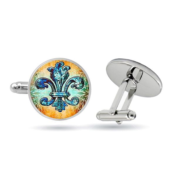 art glass lily flower cufflinks vintage fleur de lis cufflinks glass cabochon cuff links dome glass retro jewelry gifts for men, Silver;golden
art glass lily flower cufflinks vintage fleur de lis cufflinks glass cabochon cuff links dome glass retro jewelry gifts for men, Silver;golden
