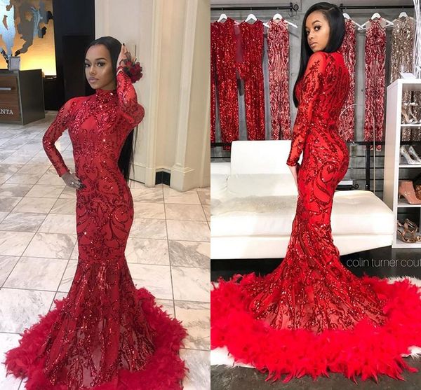 new red mermaid feather prom evening dress sheer lace long sleeve party gown african black girl high neck pageant dresses
new red mermaid feather prom evening dress sheer lace long sleeve party gown african black girl high neck pageant dresses