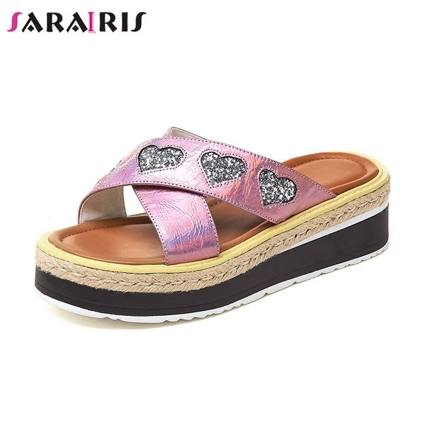 sarairis brand new women's summer slippers 2019 genuine leather ladies wedges heels shoes woman casual soft slippers female, Black
sarairis brand new women's summer slippers 2019 genuine leather ladies wedges heels shoes woman casual soft slippers female, Black