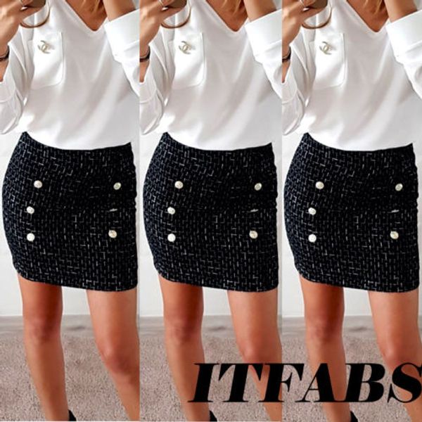 winter knit юбка женщины офис моды высокой талией шерсть кнопка пледы tweed короткое мини-line юбка, Black
winter knit юбка женщины офис моды высокой талией шерсть кнопка пледы tweed короткое мини-line юбка, Black