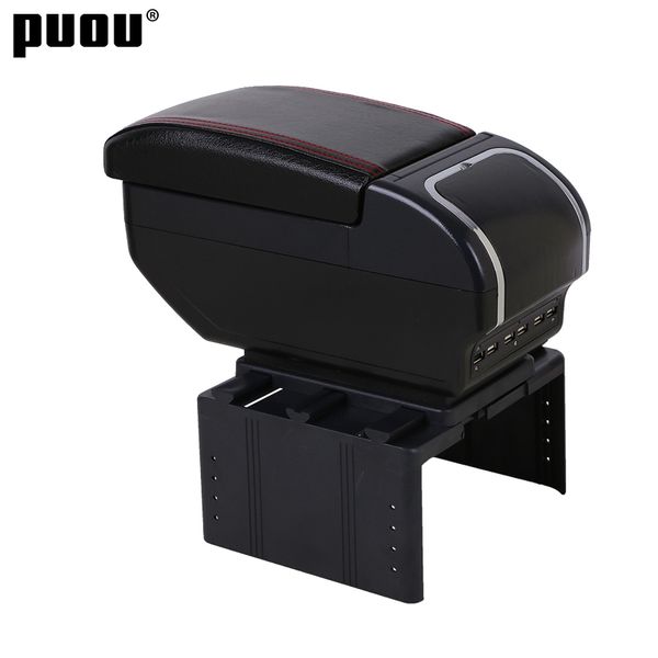 

universal car armrest box dual layer large space central store content box with cup holder ashtray usb interface charging car s