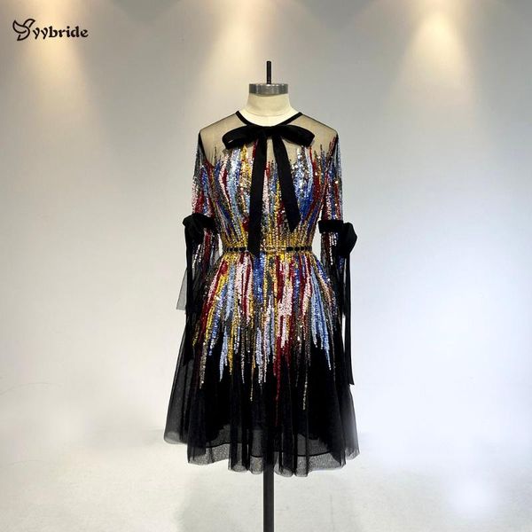yybride new short summer girl dresses long sleeves colorfully beads party dresses with black bowknot luxury prom, White;black
yybride new short summer girl dresses long sleeves colorfully beads party dresses with black bowknot luxury prom, White;black