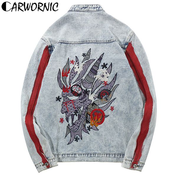 carwornic harajuku hip hop jeans jacket men vintage embroidery dragon streetwear washed denim jacket motorcycle red striped coat, Black;brown
carwornic harajuku hip hop jeans jacket men vintage embroidery dragon streetwear washed denim jacket motorcycle red striped coat, Black;brown