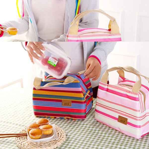 thermal picnic lunchbox insulated lunch bag canvas stripe bags kids baby tote storage, Blue;pink
thermal picnic lunchbox insulated lunch bag canvas stripe bags kids baby tote storage, Blue;pink