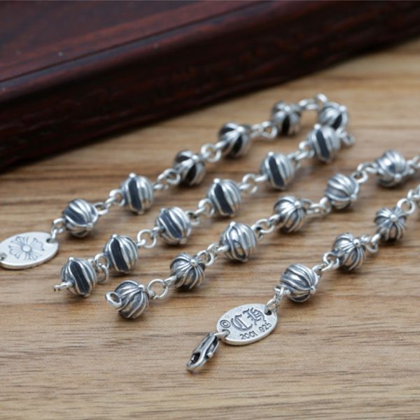 925 sterling silver handmade jewelry antique silver american european vintage crosses ball charm link chain designer women's punk brace, Golden;silver
925 sterling silver handmade jewelry antique silver american european vintage crosses ball charm link chain designer women's punk brace, Golden;silver