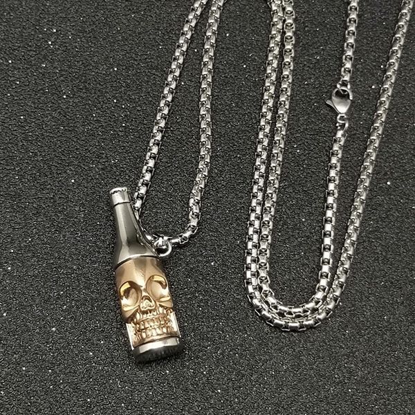fashion ins hipsters disco skull bottle pendant men personality hip-hop chain stainless steel choker personalized necklace, Silver
fashion ins hipsters disco skull bottle pendant men personality hip-hop chain stainless steel choker personalized necklace, Silver